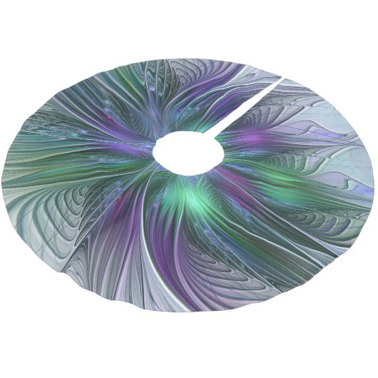 Paarse groene bloem Moderne Abstracte Kunstfractal Kerstboom Rok (Gekanteld)