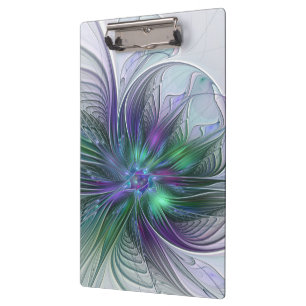 Paarse groene bloem Moderne Abstracte Kunstfractal Klembord