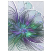 Paarse groene bloem Moderne Abstracte Kunstfractal Klembord (Achterkant)