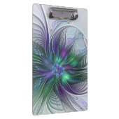 Paarse groene bloem Moderne Abstracte Kunstfractal Klembord (Rechts)