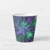 Paarse groene bloem Moderne Abstracte Kunstfractal Latte Mok (Voorkant)