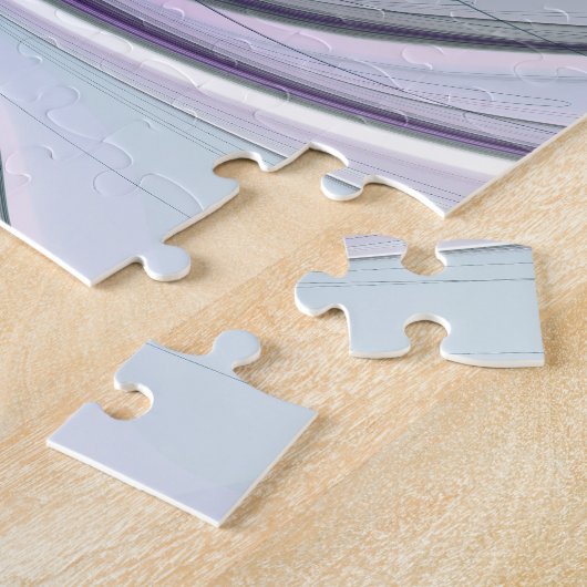 Paarse groene bloem Moderne Abstracte Kunstfractal Legpuzzel (Zijkant)