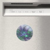 Paarse groene bloem Moderne Abstracte Kunstfractal Magneet (Insitu (Vaatwasser))