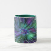 Paarse groene bloem Moderne Abstracte Kunstfractal Mok (Midden)