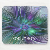 Paarse groene bloem Moderne Abstracte Kunstfractal Muismat (Voorkant)