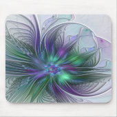 Paarse groene bloem Moderne Abstracte Kunstfractal Muismat (Voorkant)