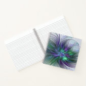 Paarse groene bloem Moderne Abstracte Kunstfractal Notitieboek (Binnen)