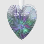 Paarse groene bloem Moderne Abstracte Kunstfractal Ornament (voorkant)