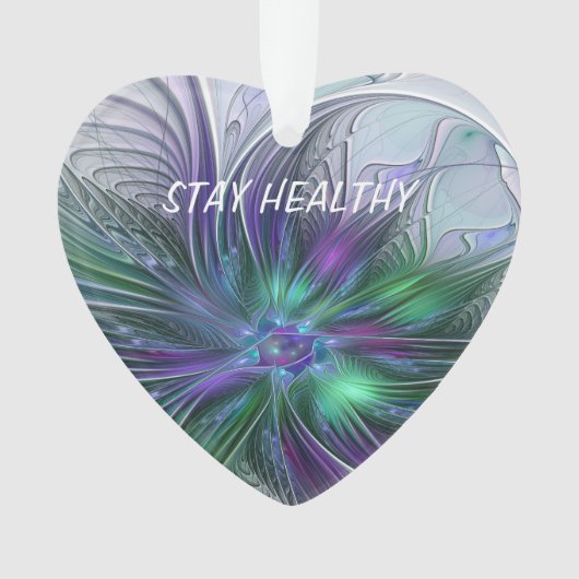 Paarse groene bloem Moderne Abstracte Kunstfractal Ornament (voorkant)