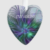 Paarse groene bloem Moderne Abstracte Kunstfractal Ornament (voorkant)