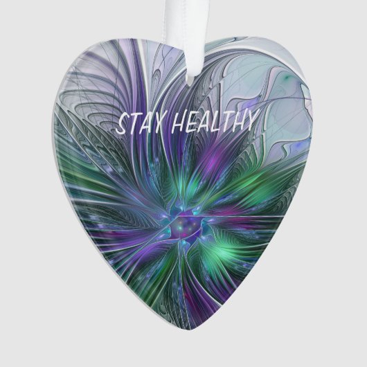 Paarse groene bloem Moderne Abstracte Kunstfractal Ornament (voorkant)