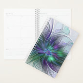 Paarse groene bloem Moderne Abstracte Kunstfractal Planner (Display)
