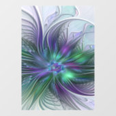 Paarse groene bloem Moderne Abstracte Kunstfractal Raamsticker (Vel)