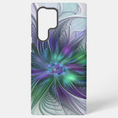 Paarse groene bloem Moderne Abstracte Kunstfractal Samsung Galaxy Hoesje (Achterkant)