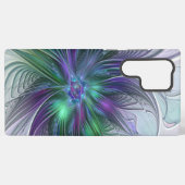 Paarse groene bloem Moderne Abstracte Kunstfractal Samsung Galaxy Hoesje (Achterkant horizontaal)