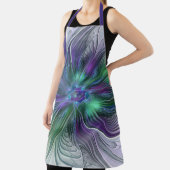 Paarse groene bloem Moderne Abstracte Kunstfractal Schort (Insitu)