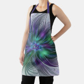 Paarse groene bloem Moderne Abstracte Kunstfractal Schort (Insitu)