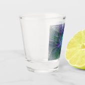 Paarse groene bloem Moderne Abstracte Kunstfractal Shot Glas (Links)