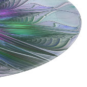 Paarse groene bloem Moderne Abstracte Kunstfractal Snijplank (Hoek)