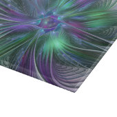 Paarse groene bloem Moderne Abstracte Kunstfractal Snijplank (Hoek)