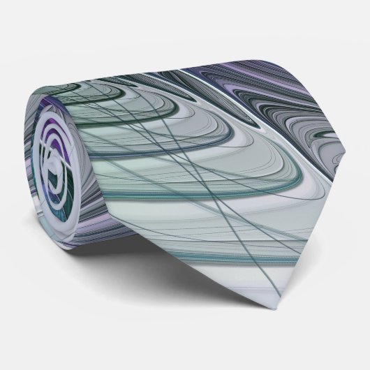 Paarse groene bloem Moderne Abstracte Kunstfractal Stropdas (Opgerold)