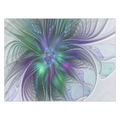 Paarse groene bloem Moderne Abstracte Kunstfractal Tafelkleed (Voorkant (Horizontaal))