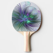 Paarse groene bloem Moderne Abstracte Kunstfractal Tafeltennisbatje (Achterkant)