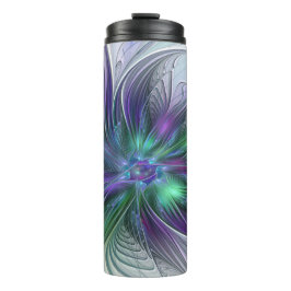 Paarse groene bloem Moderne Abstracte Kunstfractal Thermosbeker