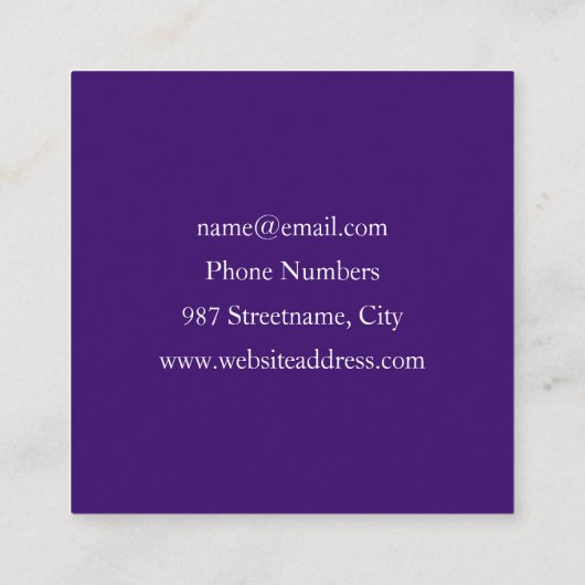 Paarse groene bloem Moderne Abstracte Kunstfractal Vierkante Visitekaartje (Achterkant)