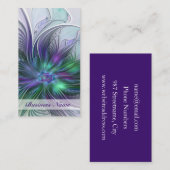 Paarse groene bloem Moderne Abstracte Kunstfractal Visitekaartje (Voorkant / Achterkant)