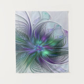 Paarse groene bloem Moderne Abstracte Kunstfractal Wandkleed (Voorkant)