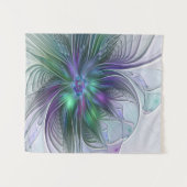 Paarse groene bloem Moderne Abstracte Kunstfractal Wandkleed (Voorkant (horizontaal))