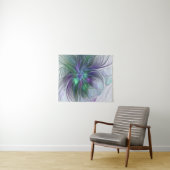 Paarse groene bloem Moderne Abstracte Kunstfractal Wandkleed (In Situ (horizontaal))