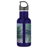 Paarse groene bloem Moderne Abstracte Kunstfractal Waterfles (Achterkant)