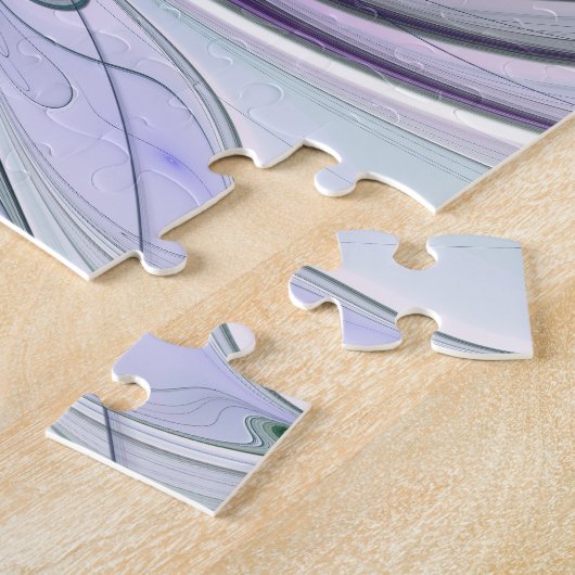 Paarse groene bloem Moderne Abstracte kunstmonogra Legpuzzel (Zijkant)