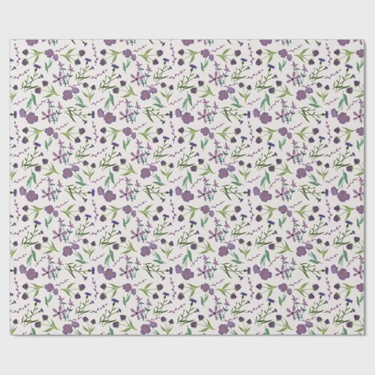 Paarse groene bloem waterverf geschenk voor haar cadeaupapier (Vlak)