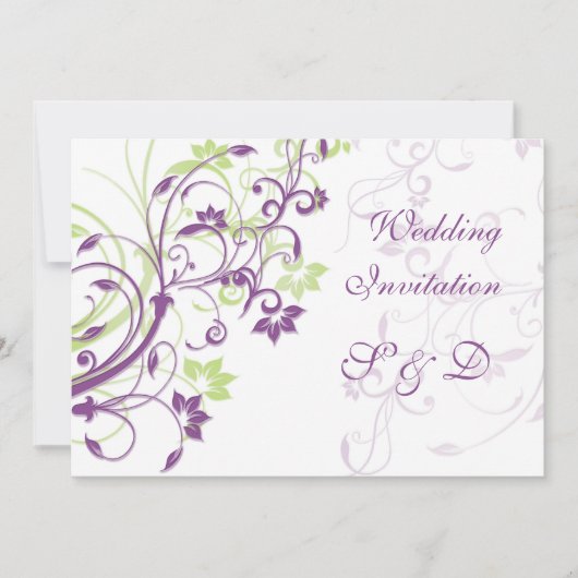 Paarse groene bloemdraden Weddenschap Kaart (Voorkant)