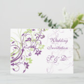 Paarse groene bloemdraden Weddenschap Kaart (Staand voorkant)