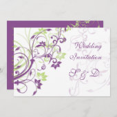 Paarse groene bloemdraden Weddenschap Kaart (Voorkant / Achterkant)