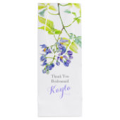 Paarse groene bloemen bruiloft gunst cadeau tas wijn cadeautas (Achterkant)