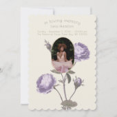  Paarse/Groene Bloemen Foto Begrafenisprogramma Kaart (Voorkant)