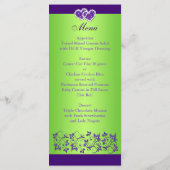 Paarse, groene bloemen, harten Menu Kaart (Achterkant)