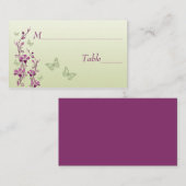 Paarse, groene bloemen met vlinders Place Cards Plaatskaartje (Voorkant / Achterkant)
