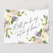 Paarse groene bloemen zijn mijn matron van eer uitnodiging briefkaart (Voorkant)
