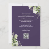 Paarse groene bloemengoud boog QR-code trouwen Save The Date (Achterkant)