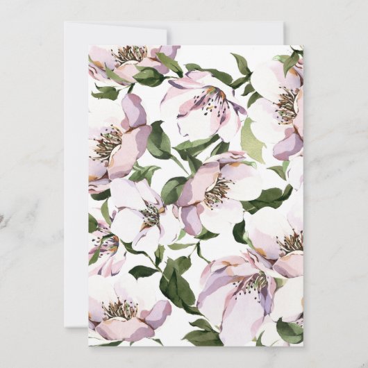 Paarse groene bloemenverjaardag kaart (Achterkant)