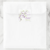 Paarse groene bloemenwervelingen Vrijgezellenfeest Vierkante Sticker (Tas)