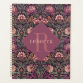 Paarse groene bloemige William Morris elegante mon Planner (Voorkant)
