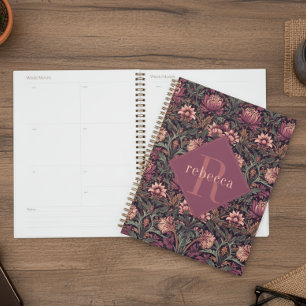 Paarse groene bloemige William Morris elegante mon Planner
