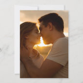 Paarse groene bloemrijke elegante foto trouwfeest kaart (Achterkant)